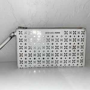 White and silver, Michael Kors, wristlet purse